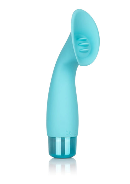 Turquoise clitorisstimulator frontaanzicht met ovale kop