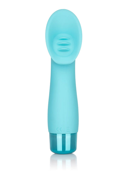 Turquoise clitorisstimulator met ovale kop en gladde behuizing