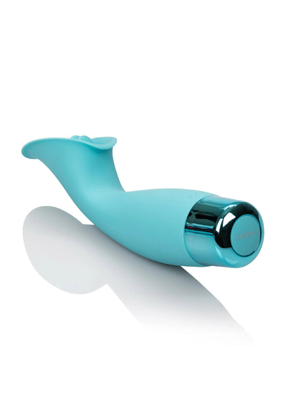 Turquoise clitorisstimulator schuin met chromen onderkant