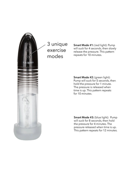 Automatische smart penis-pomp met zwarte kop en transparante cilinder
