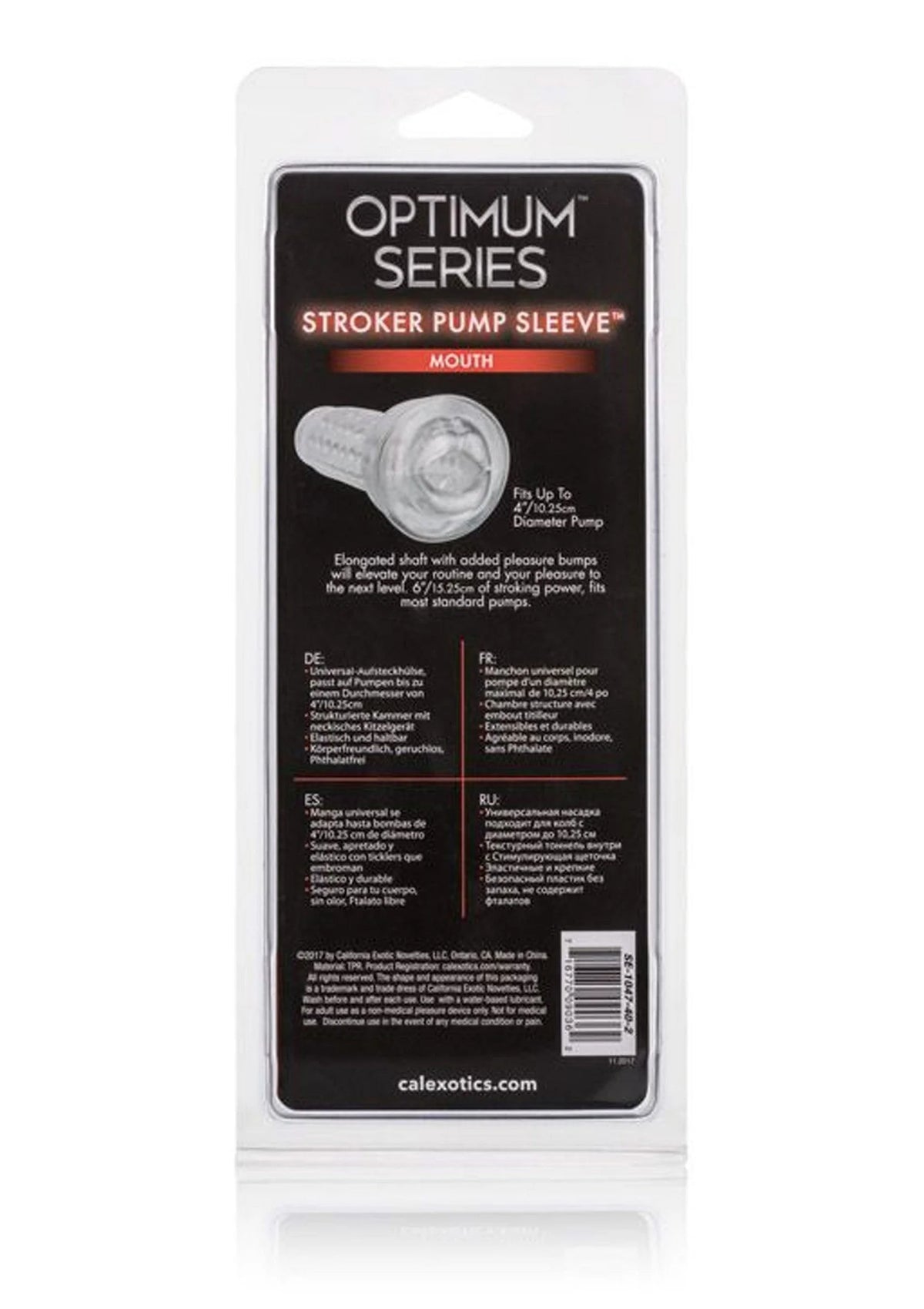 CalExotics Optimum Series stroker pomp-mouw verpakking, achterkant