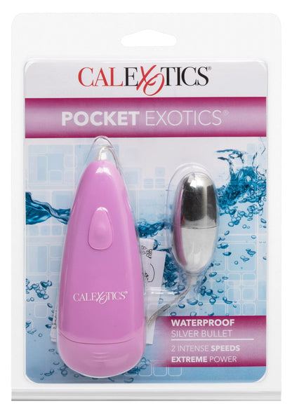 CalExotics Pocket Exotics blisterverpakking met paars waterdicht toestel en zilveren bullet