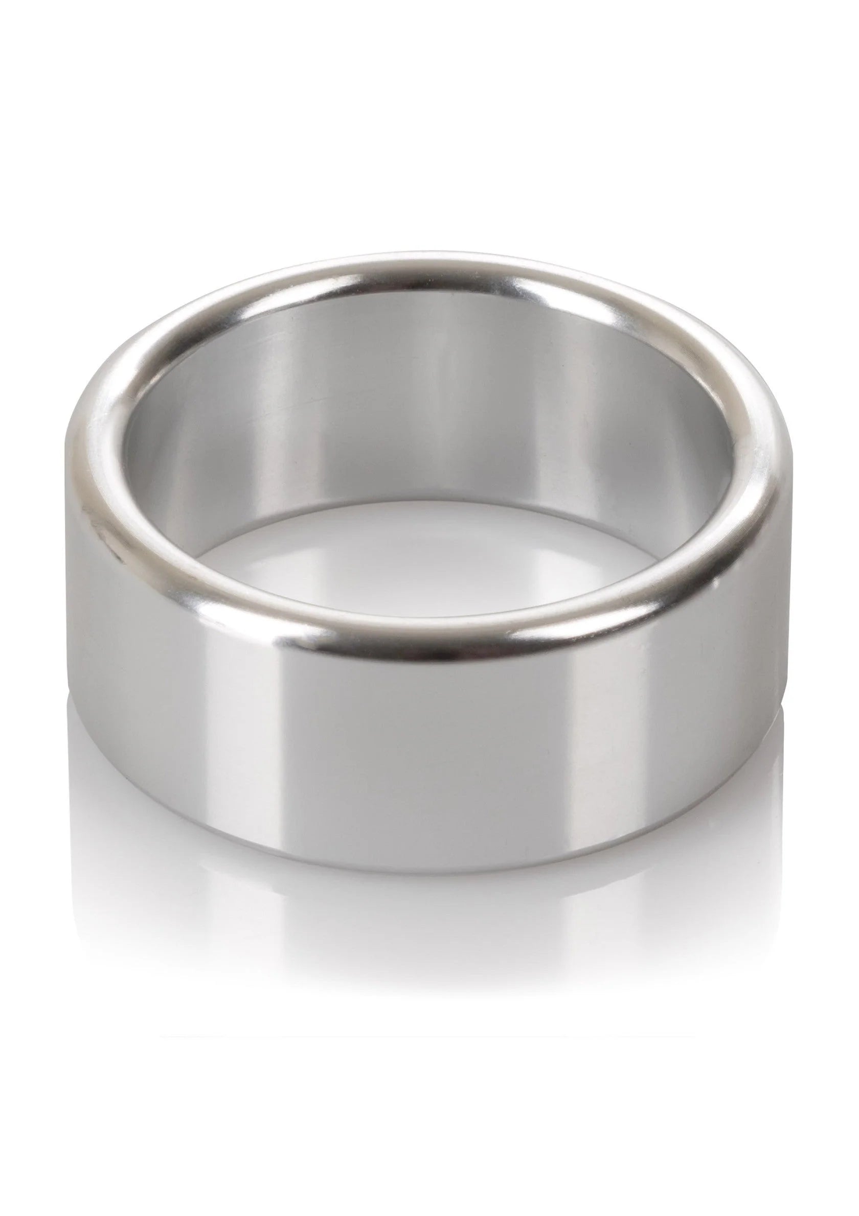 Zilverkleurige metalen ring met gladde band, medium, frontaal