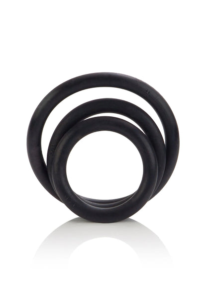 Beste vandaag nog: Rubber Ring 3 Piece Set by CalExotics Rings - bij Happytoys Sexshop: online sex shop for Feeling Happy & Easy 😊 - Default Title - 12705 - BLACK