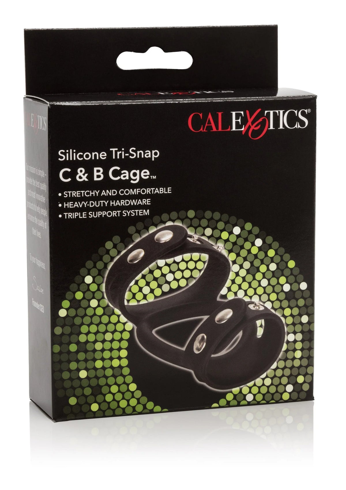 CalExotics siliconen Tri-Snap C & B Cage-doos met productillustratie