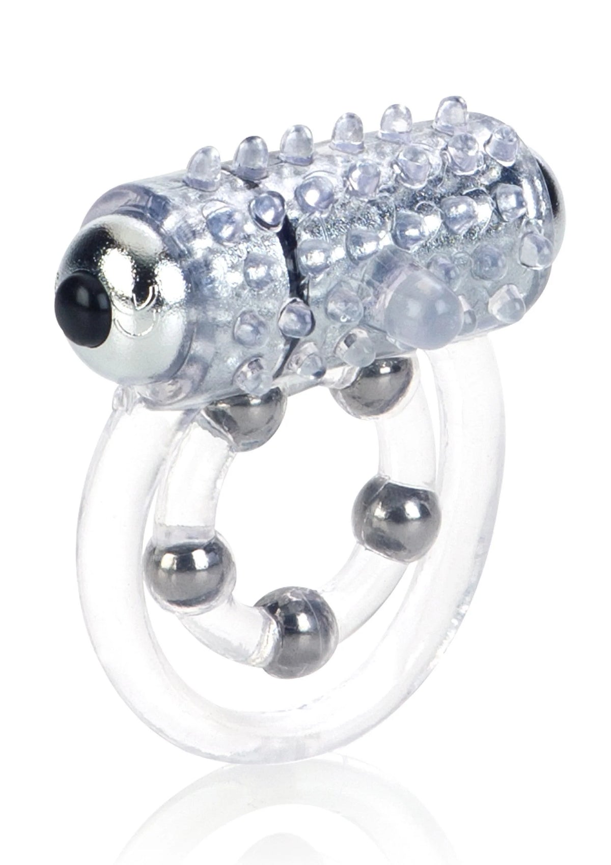 Transparante kralenring met 5 beads en ronde metalen uiteinden, CalExotics