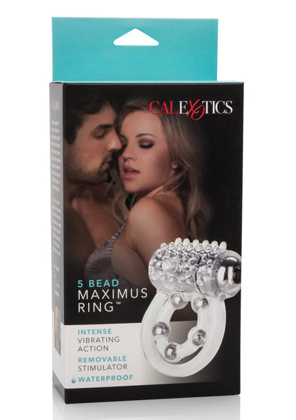 CalExotics doos met 5 Bead Maximus ring; transparante kralen en metalen ringen