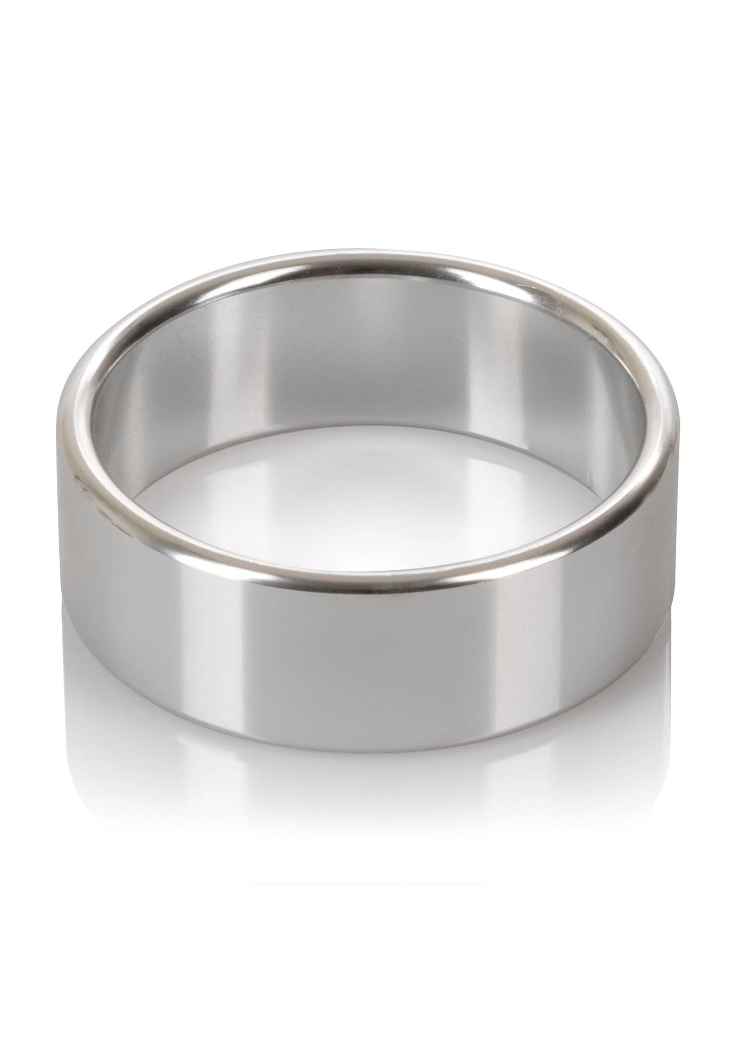 Zilverkleurige metalen ring met binnenrand, brede band, extra groot