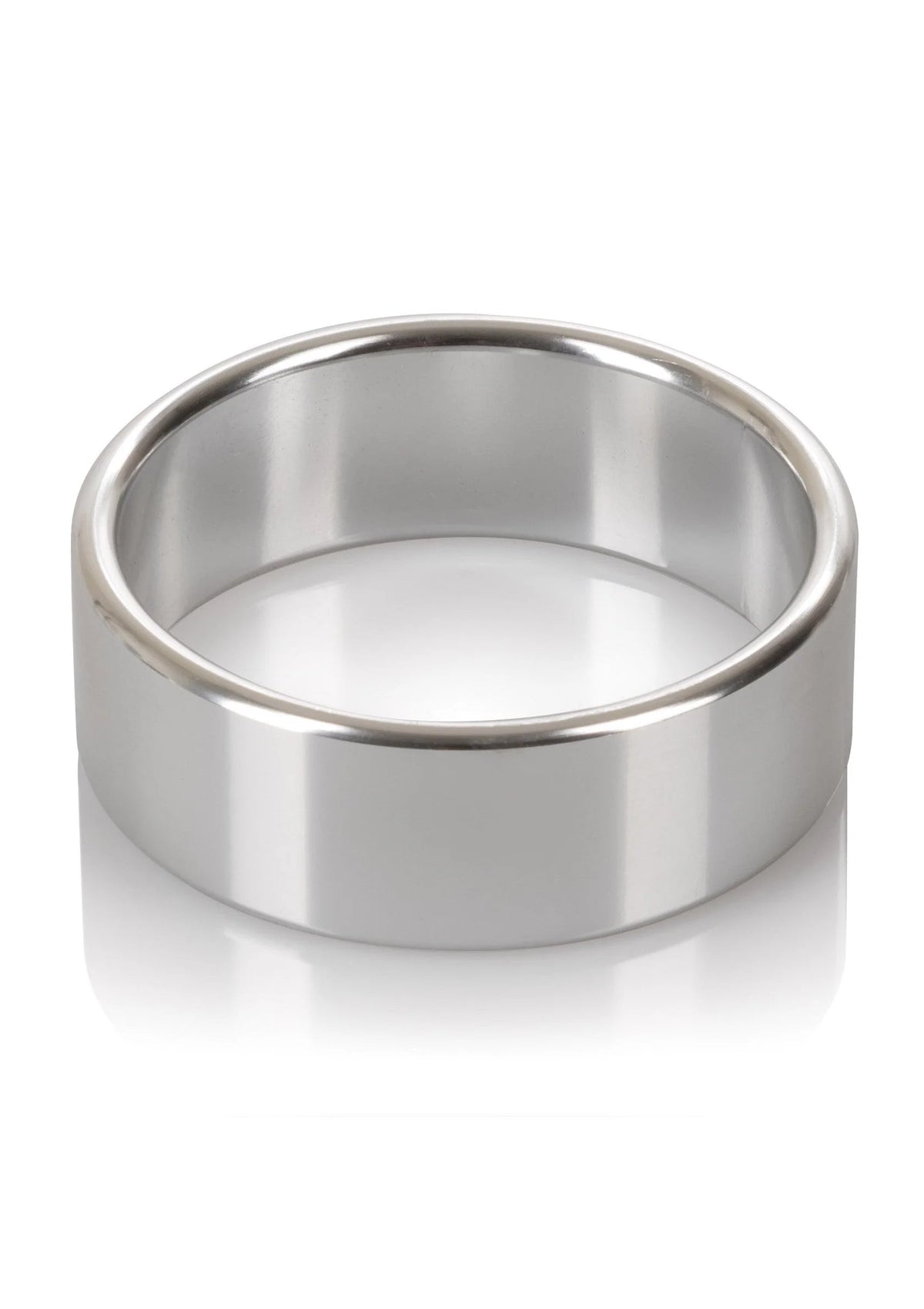 Zilverkleurige metalen ring met binnenrand, brede band, extra groot