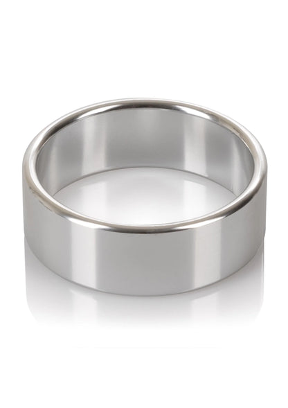 Zilverkleurige metalen ring met binnenrand, brede band, extra groot