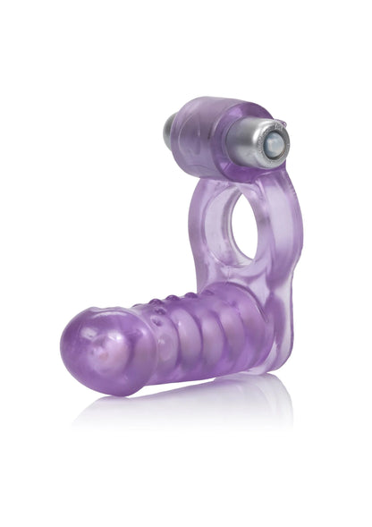Dubbele diver vibrator met doorzichtige paarse behuizing en zilveren oogje