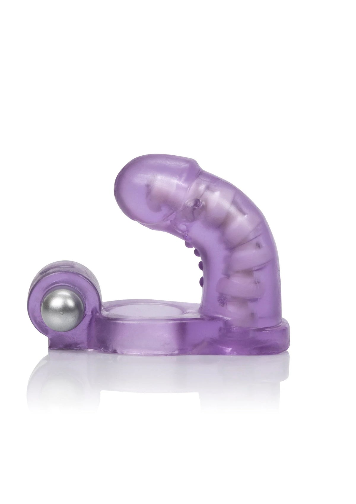 Dubbele diver vibrator met paarse kegelkop en zichtbare kuiltjes