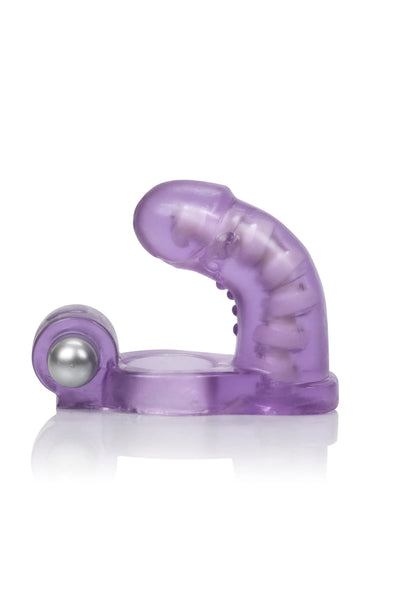 Dubbele diver vibrator met paarse kegelkop en zichtbare kuiltjes