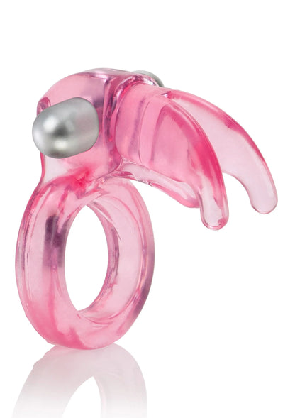 Roze vibrerende cockring met zilveren metalen stimulator