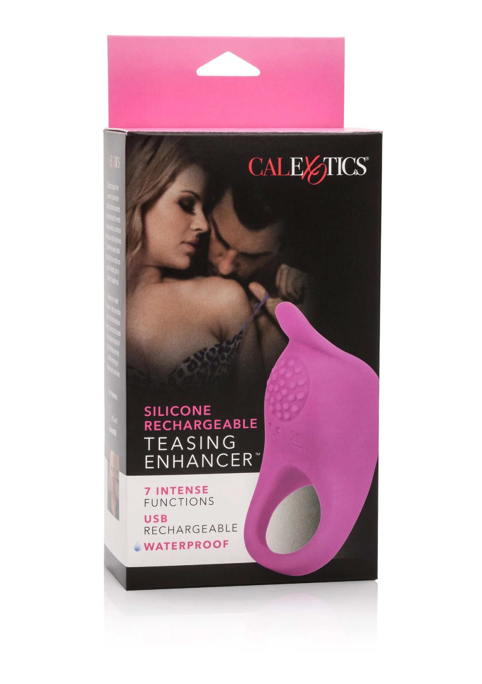 CalExotics verpakking voor roze siliconen vibrerende cockring enhancer
