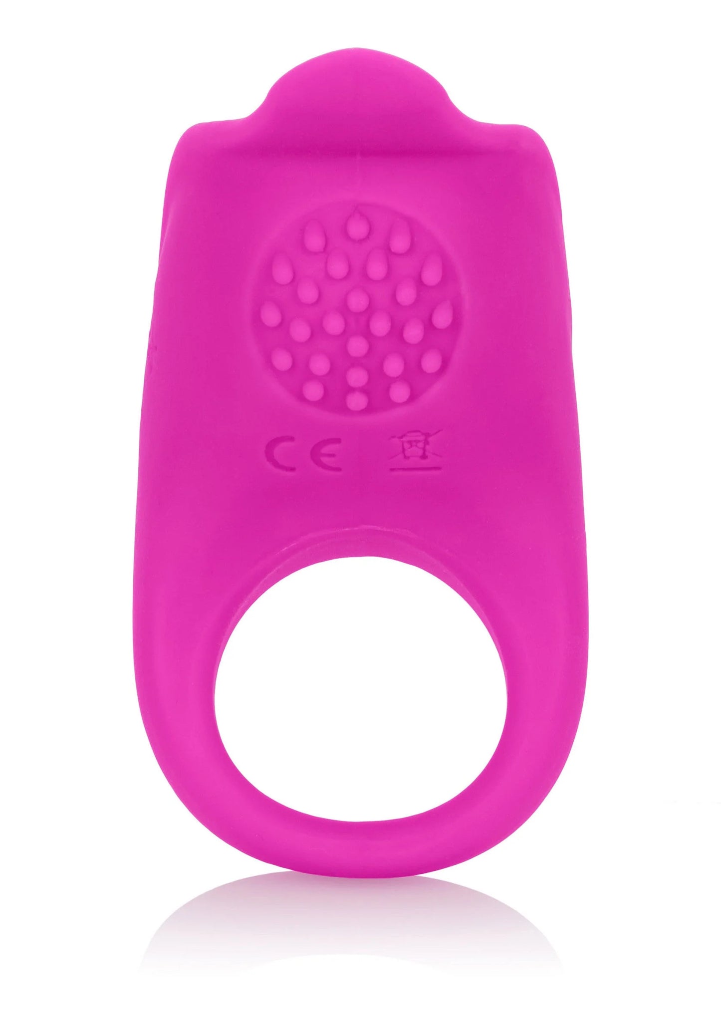 Roze siliconen cockring met ruw nopjesvlak en ovale opening