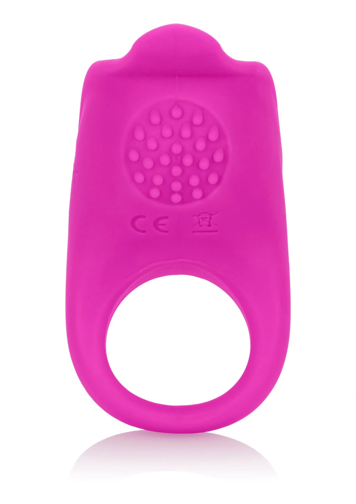 Roze siliconen cockring met ruw nopjesvlak en ovale opening