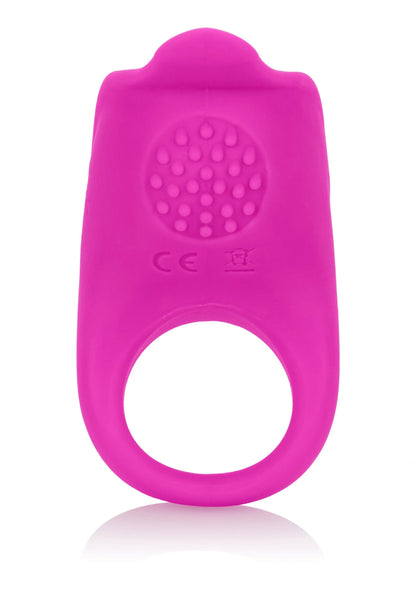 Roze siliconen cockring met ruw nopjesvlak en ovale opening