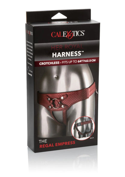 CalExotics Regal Empress harnasverpakking met afgebeelde harnas met open kruis