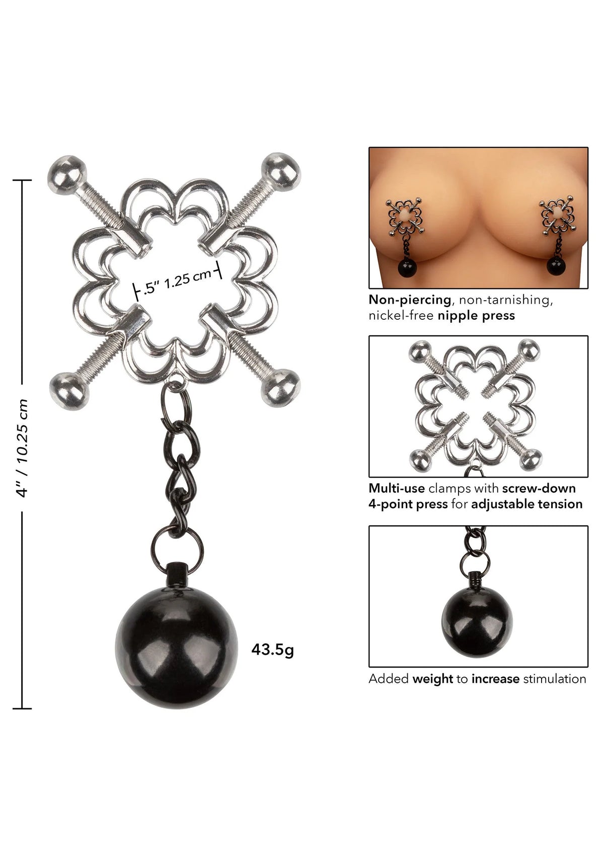 Beste vandaag nog: 4 - Point Weighted Nipple Press by CalExotics - bij Happytoys