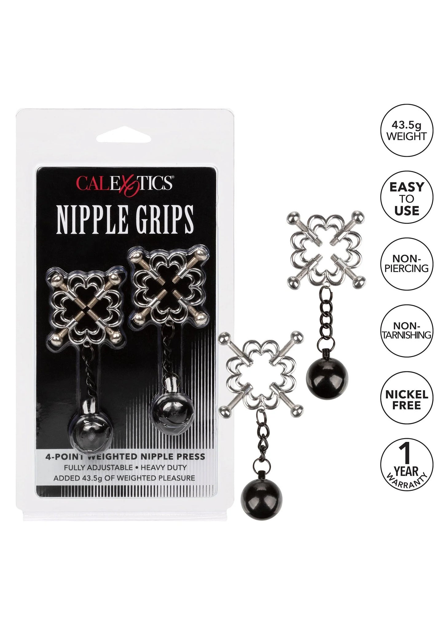 Beste vandaag nog: 4 - Point Weighted Nipple Press by CalExotics - bij Happytoys