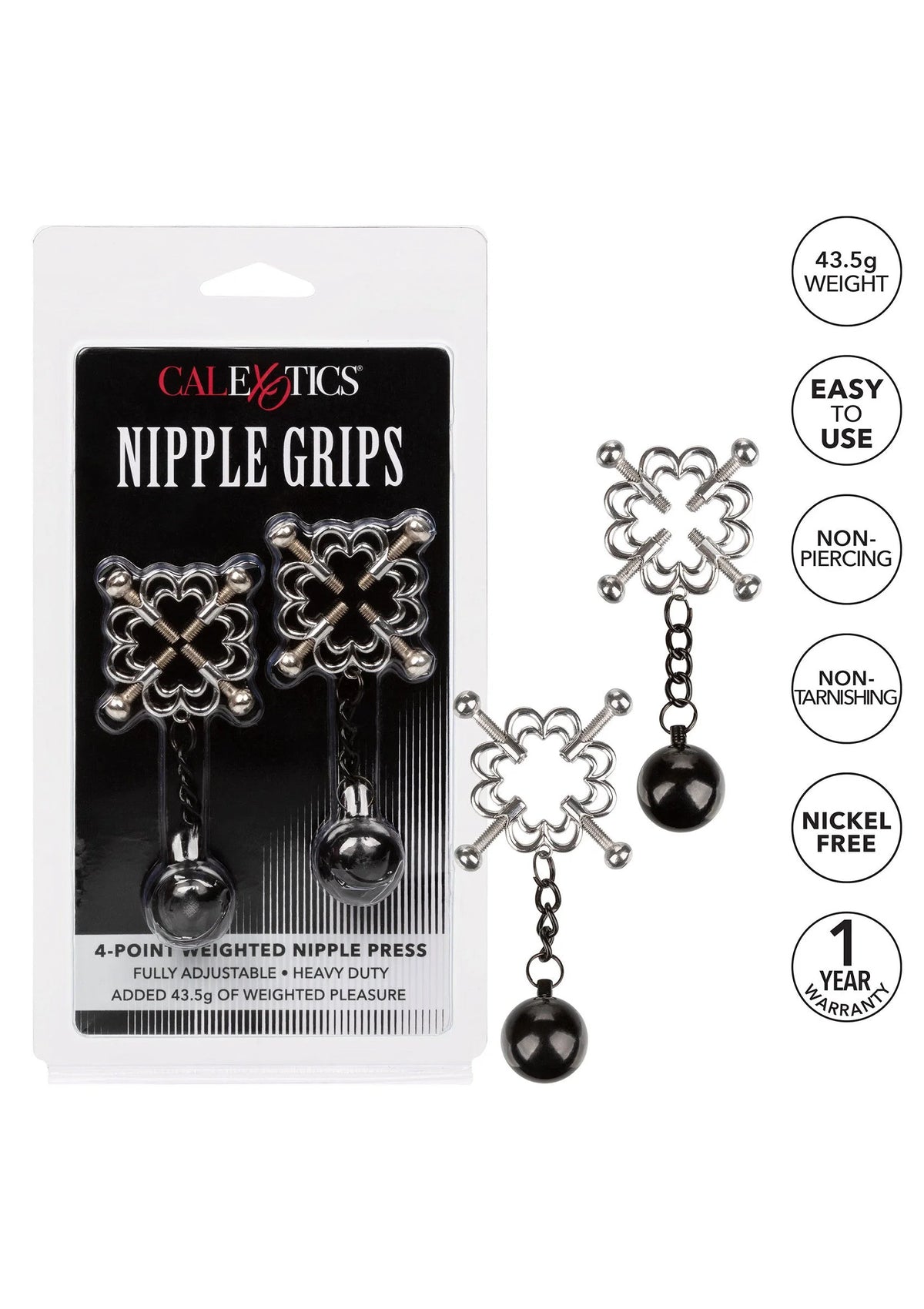 Beste vandaag nog: 4 - Point Weighted Nipple Press by CalExotics - bij Happytoys