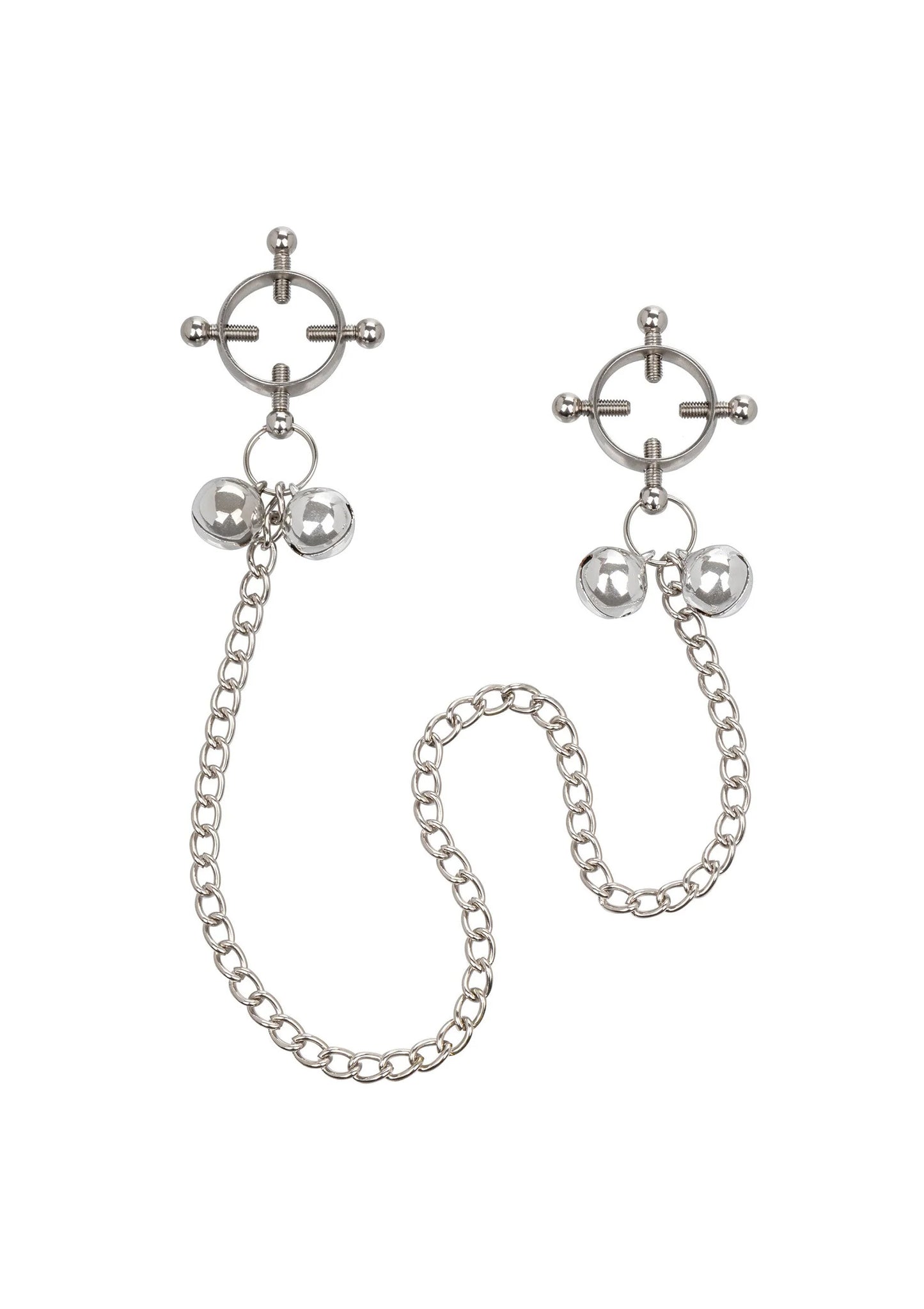 Beste vandaag nog: 4 Point Nipple Press With Bells by CalExotics - bij Happytoys - Default Title - 12918 - METAL