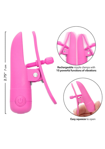 Roze oplaadbare tepelklemmen met schroefbevestiging en open/close openknijpfunctie