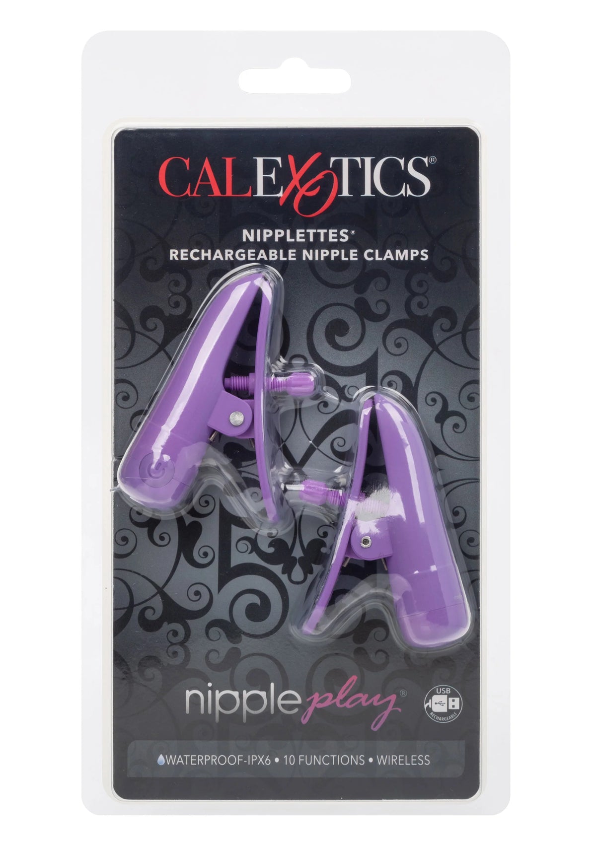 CalExotics tepelklemmen, paarse set in verpakking