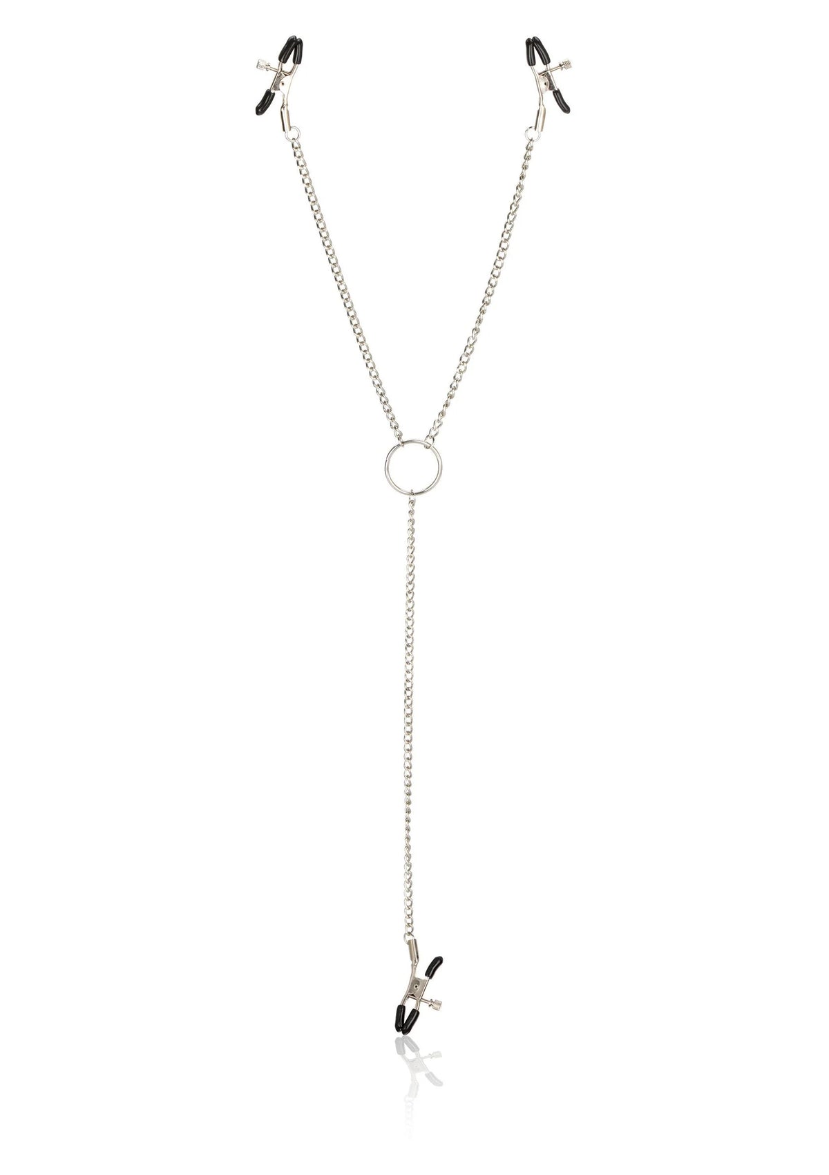 Drievoudige intieme klemmen van CalExotics met metalen ring, drie klemmen en ketting