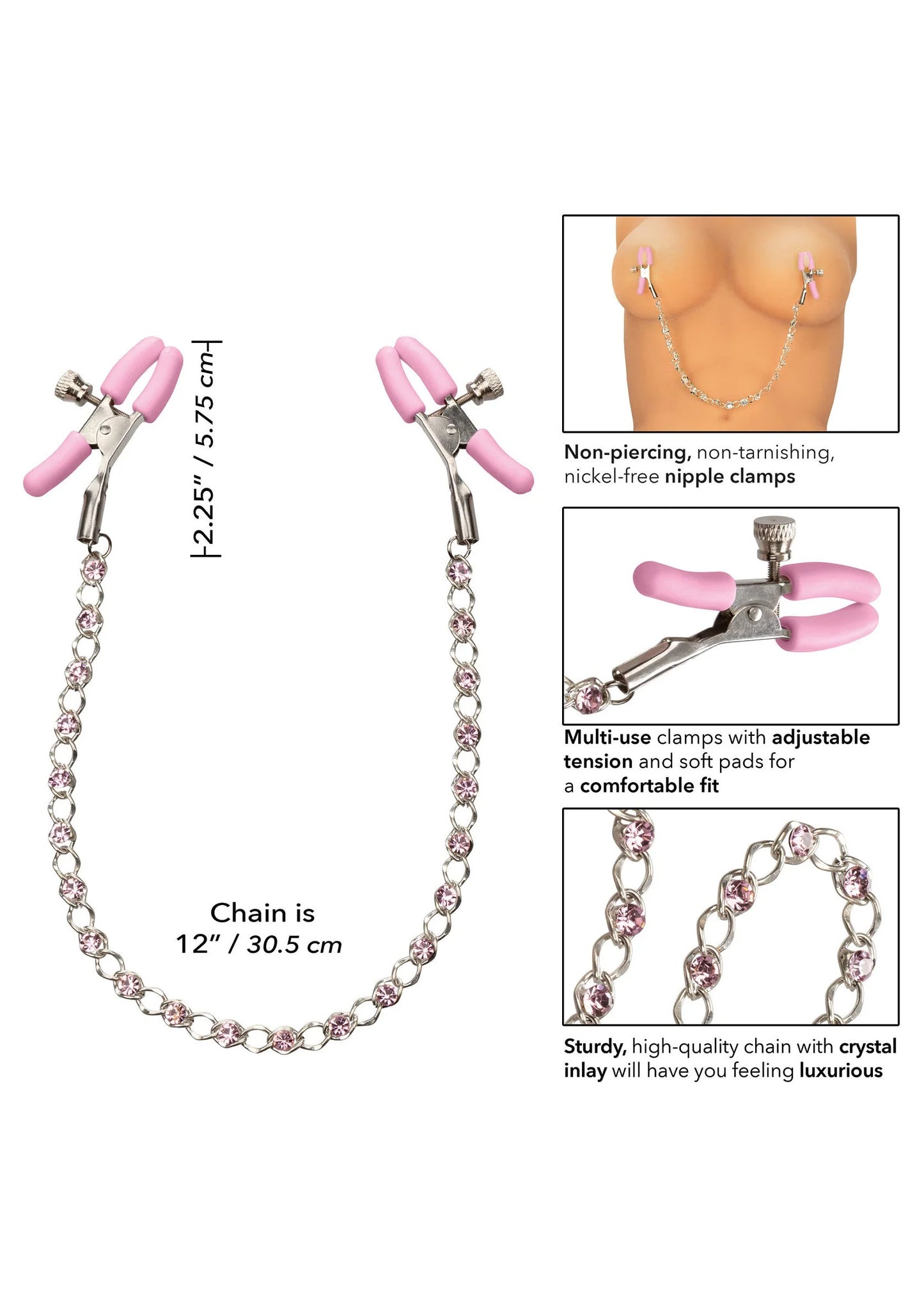 Beste vandaag nog: Crystal Chain Nipple Clamps by CalExotics - bij Happytoys Sexshop: Toys for Feeling Happy & Easy 😊