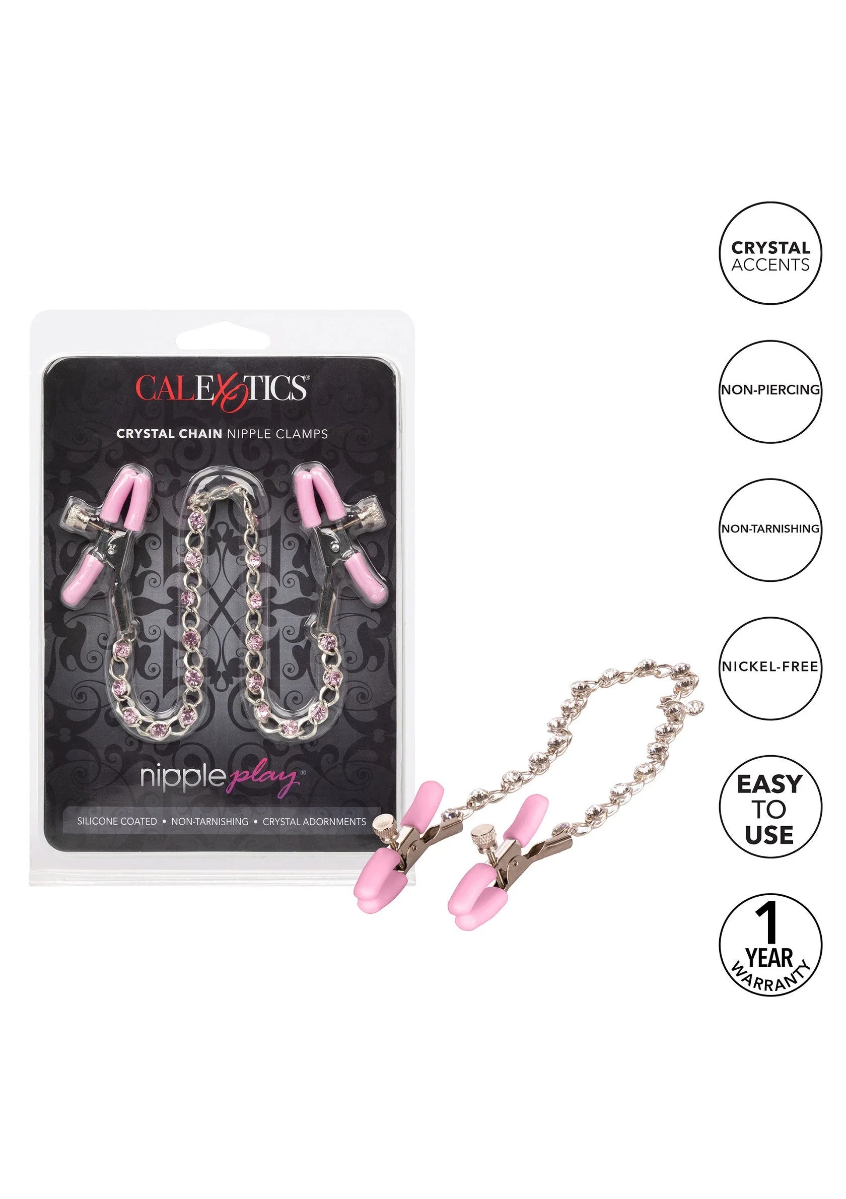 Beste vandaag nog: Crystal Chain Nipple Clamps by CalExotics - bij Happytoys Sexshop: Toys for Feeling Happy & Easy 😊