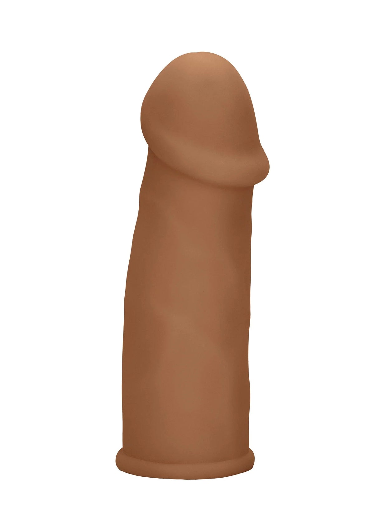 Penis-extender in huidkleurig bruin, afgeronde top en brede basis
