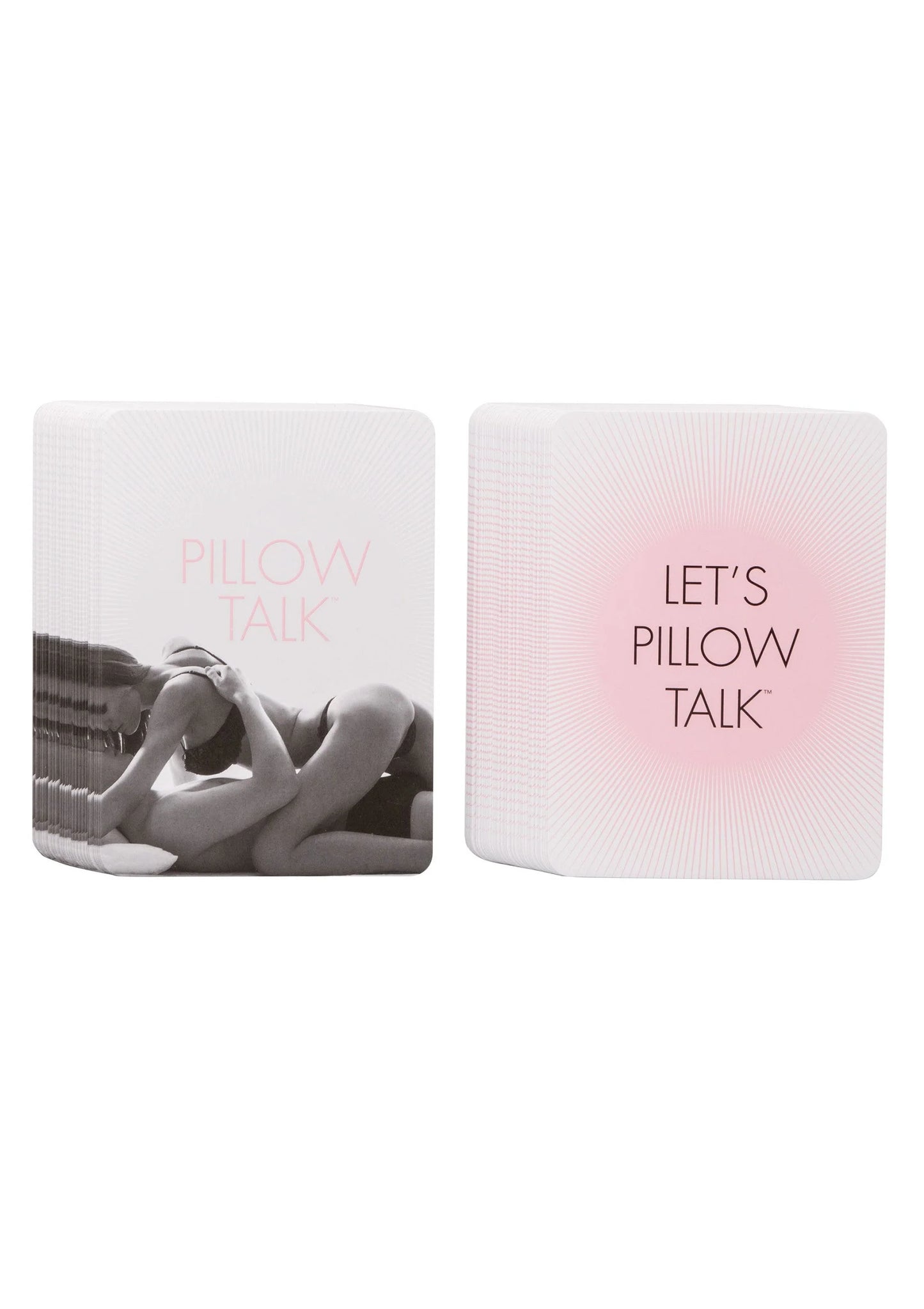 Gesprekskaartjes CalExotics, roze-wit set met teksten 'Let’s Pillow Talk'