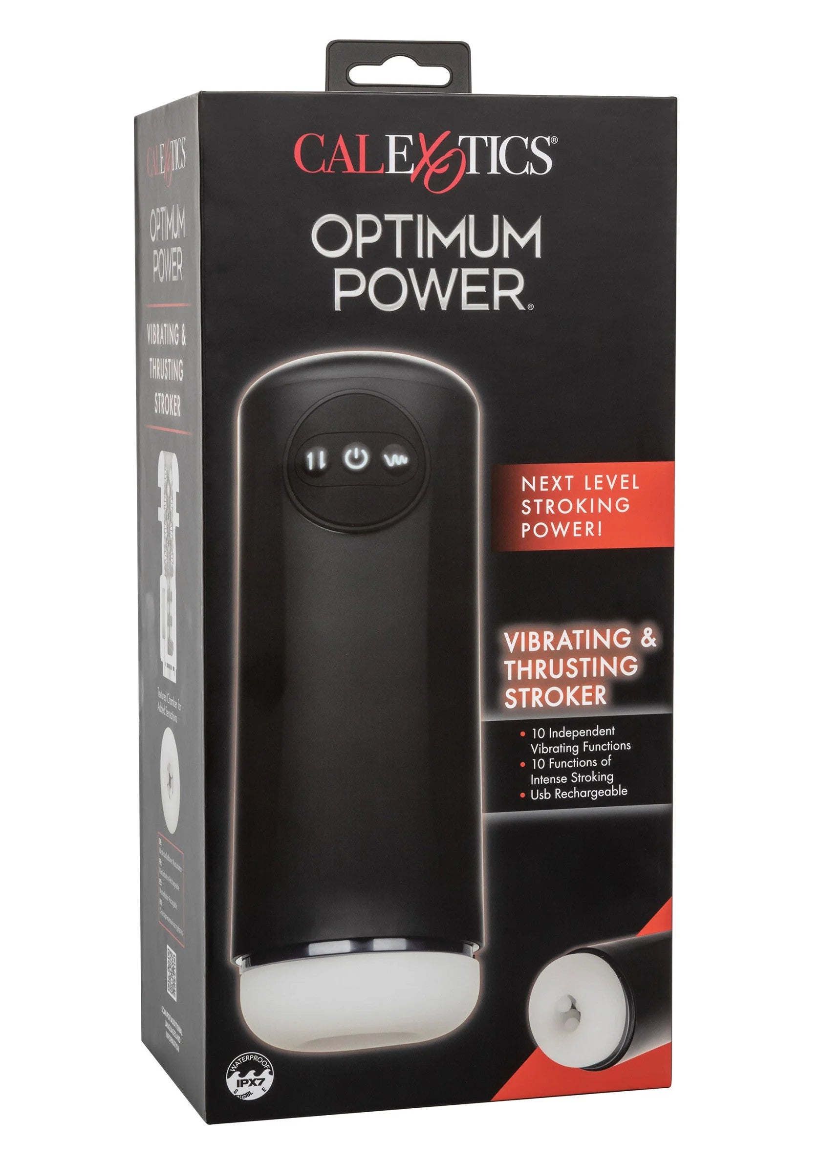 CalExotics Optimum Power vibrator-stroker verpakking met productafbeelding