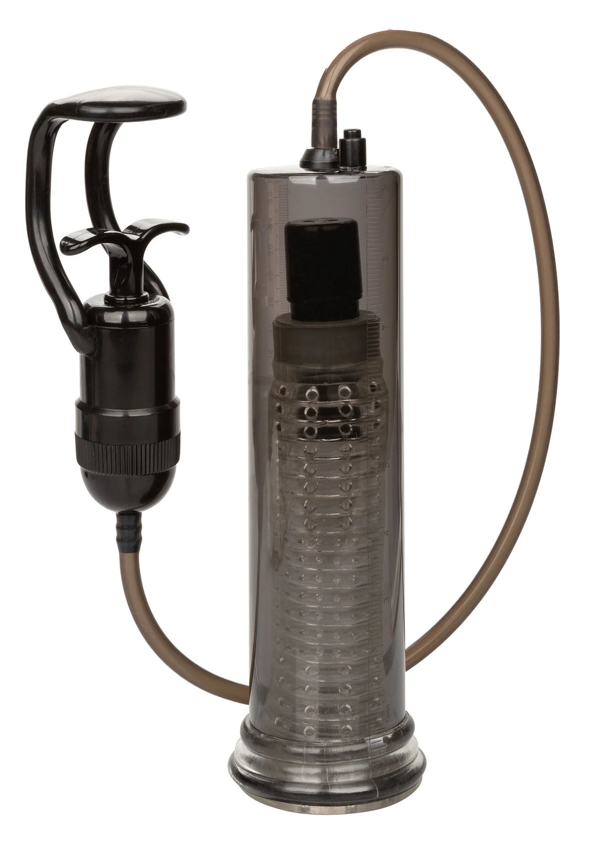 Vibro air pump met zwarte handgreep, transparante cilinder en slang