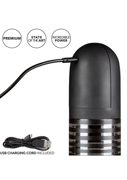 Zwarte en transparante pomp met USB-oplaadsnoer, CalExotics Optimum Series