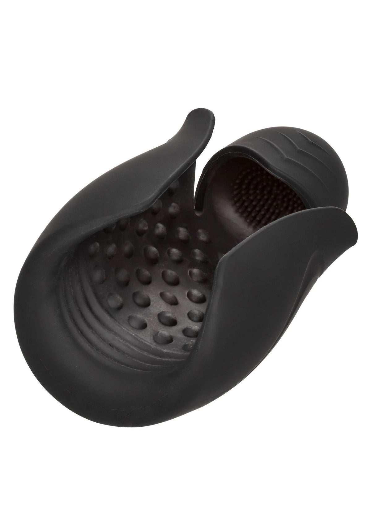 Zwarte handheld power-stroker met binnenzijde met noppen en ribbels