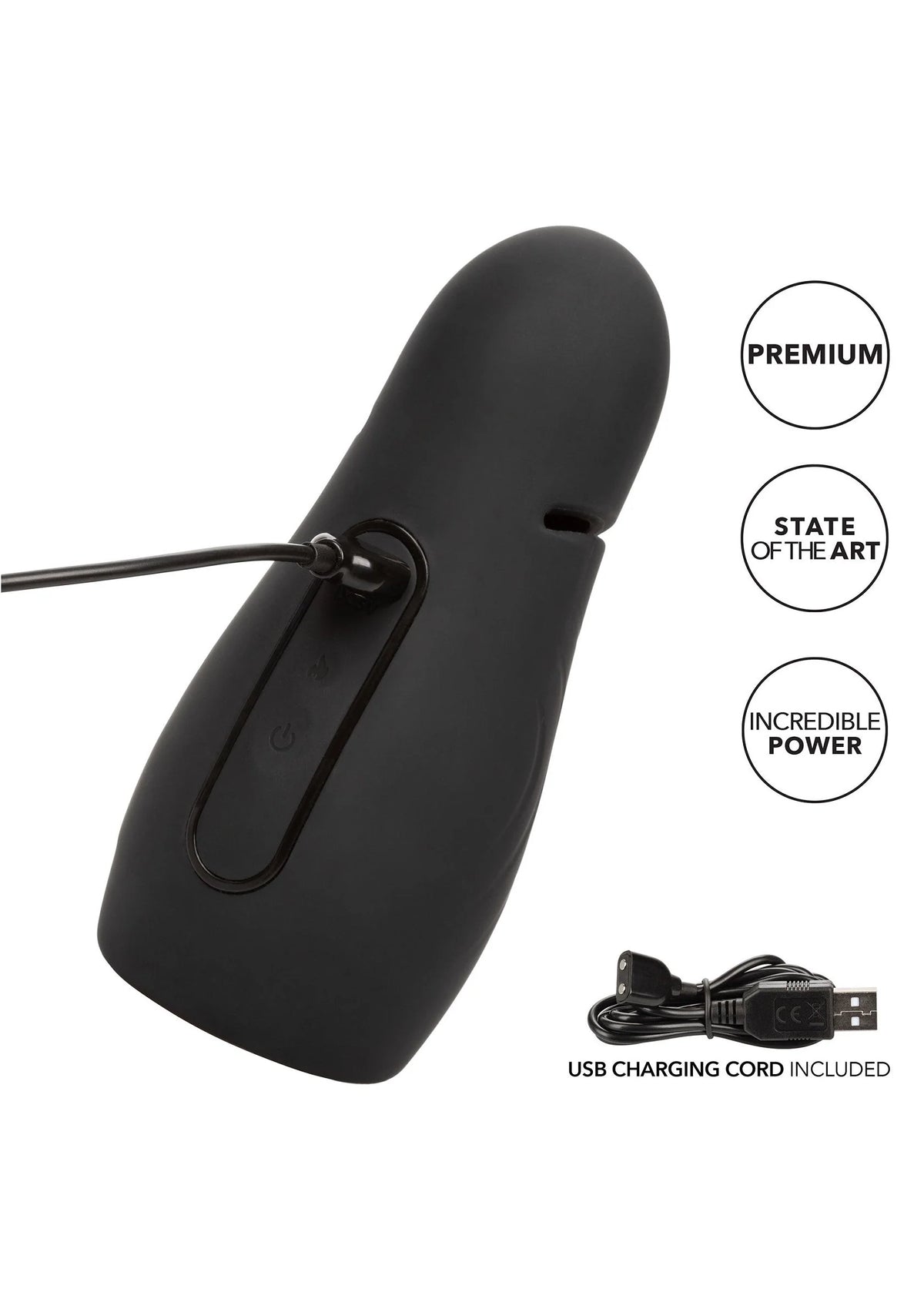 Zwarte handheld power-stroker met USB-oplaadkabel inbegrepen