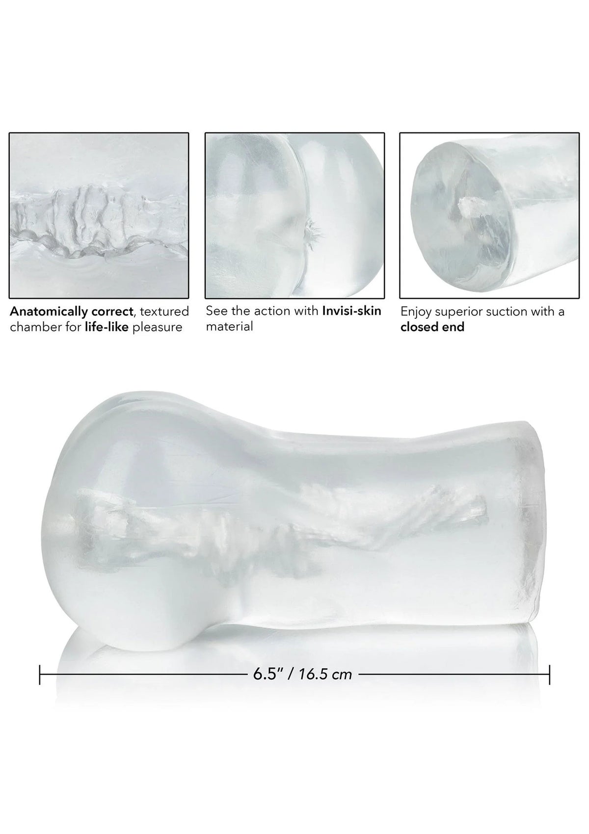 CalExotics lichtgrijze masturbator met textuurlijn en lengte 6,5/16,5 cm