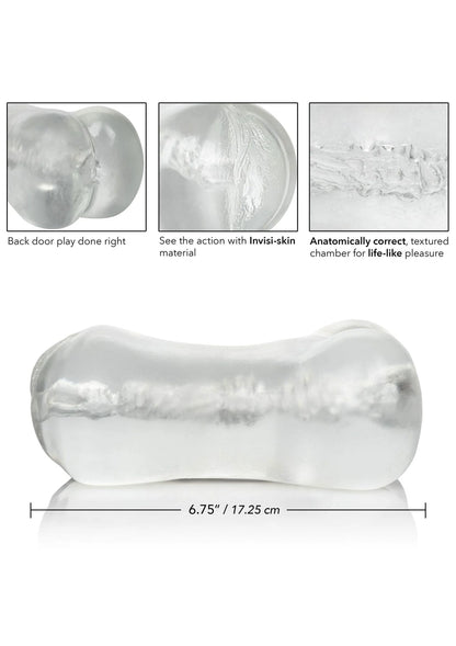 Zilverkleurige masturbator met geribbelde textuur en afmeting 6,75/17,25 cm