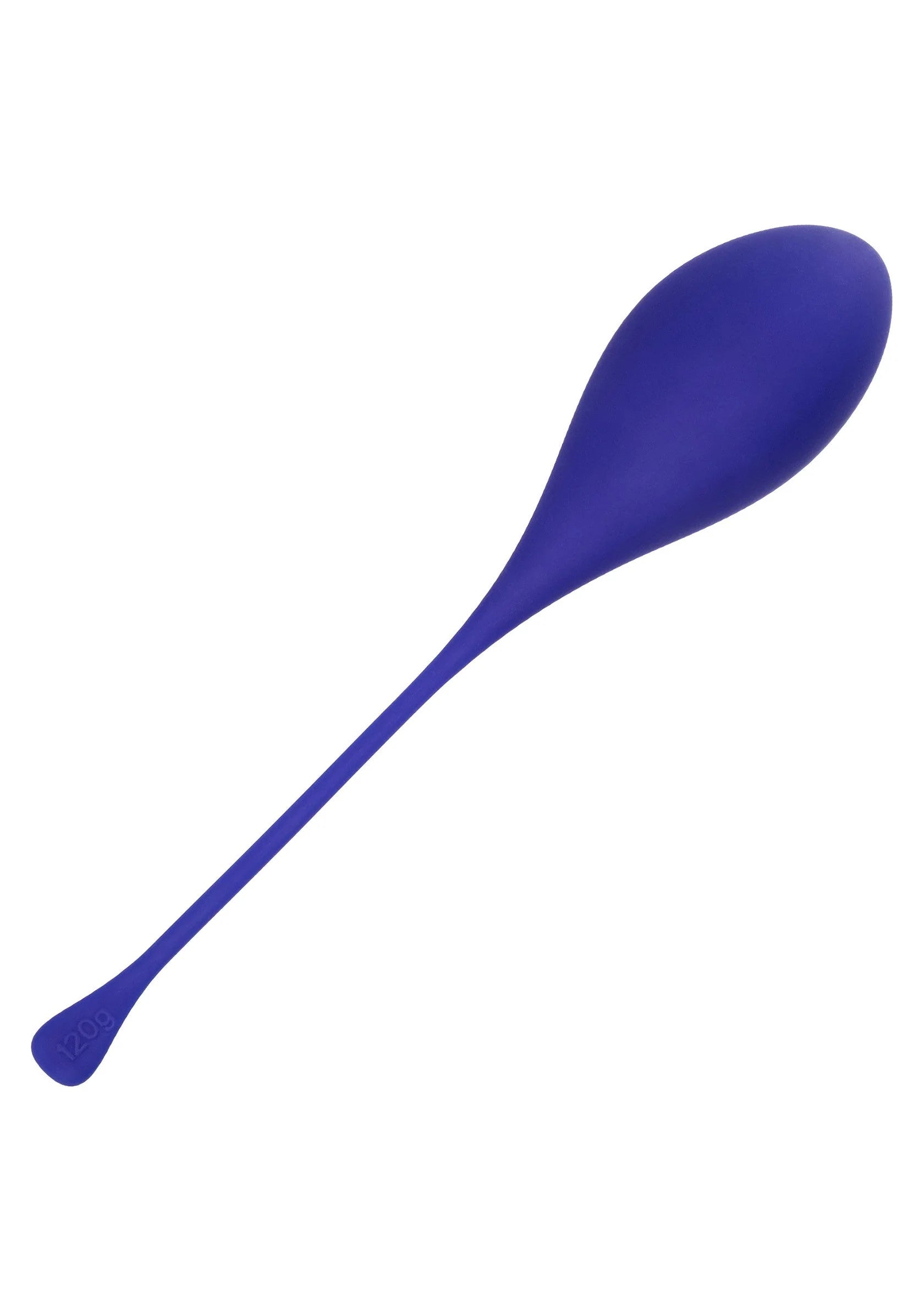 Bekkenbodemtrainer van zacht siliconen, donkerblauw met brede voet en lange steel