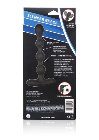 CalExotics Eclipse slender beads achterzijde met specificaties en oplaadinfo