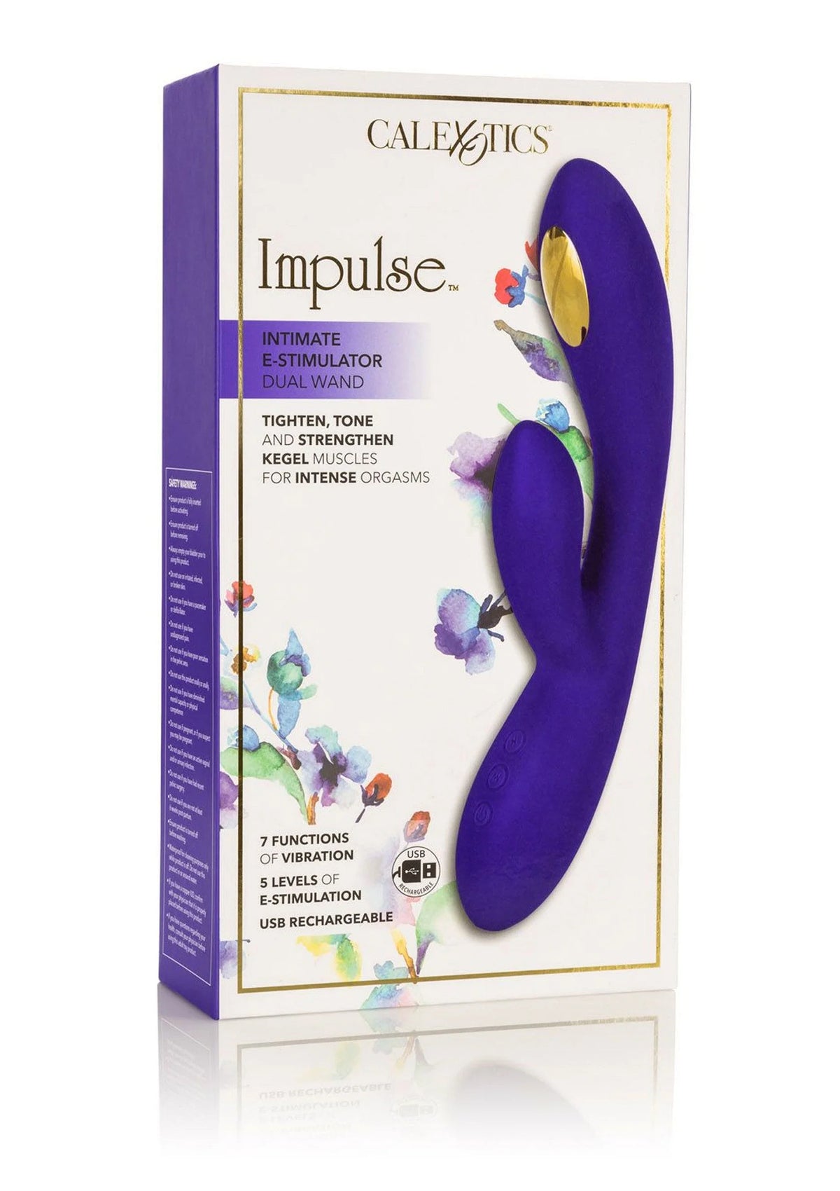 Paarse E-stimulator (dual wand) met twee trilkoppen van siliconen