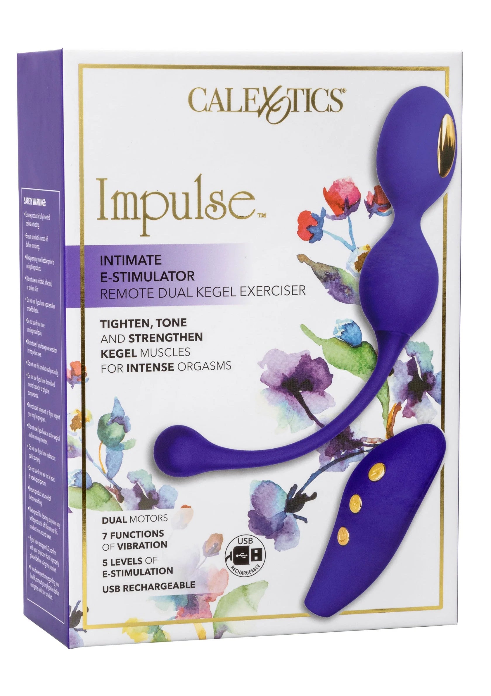 CalExotics verpakking met paarse dual kegel-stimulator en afstandsbediening