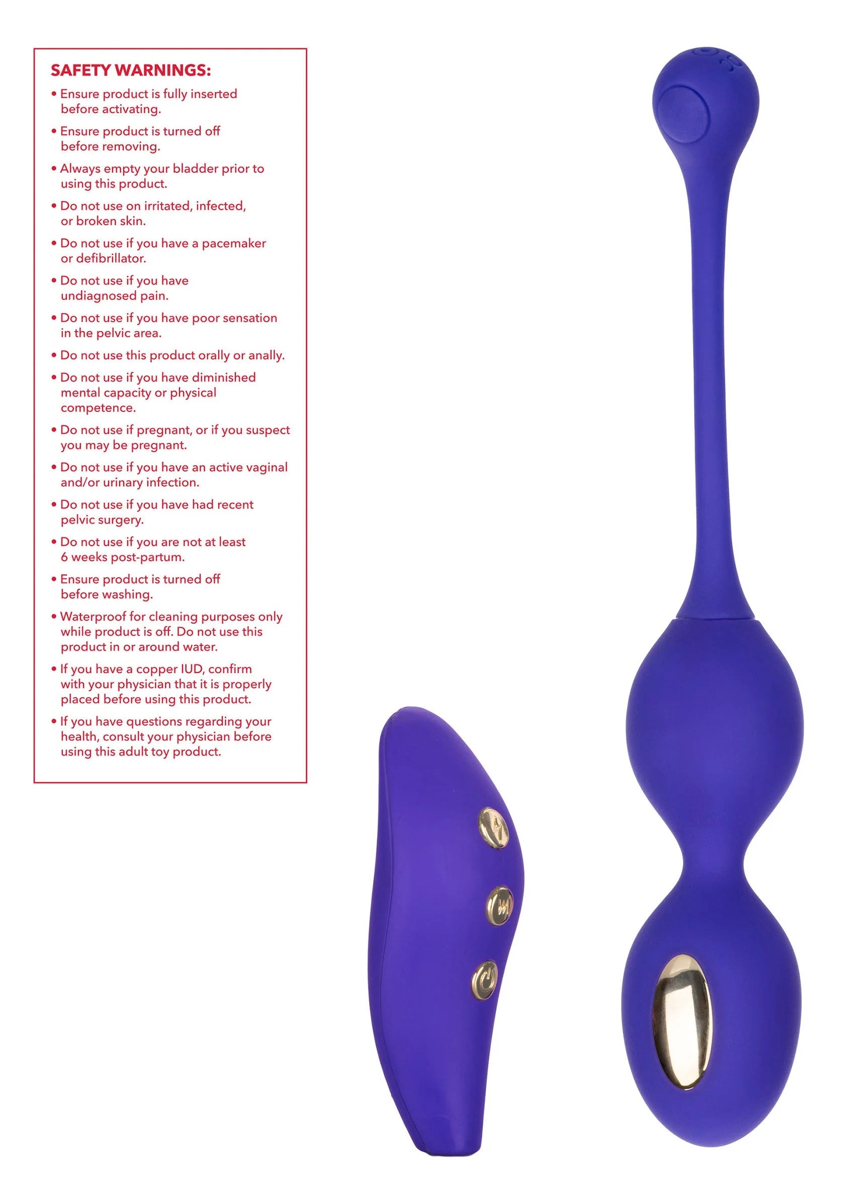 Dubbele kegel-stimulator in paars met afstandsbediening met knoppen