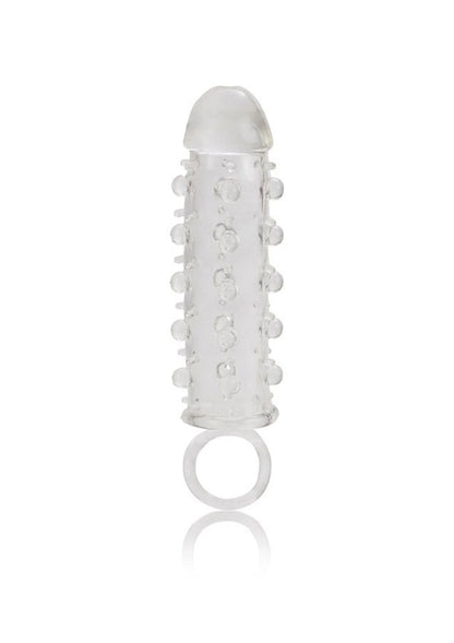 Transparante penis-mouw/extender met noppen en brede ondersteuningsring