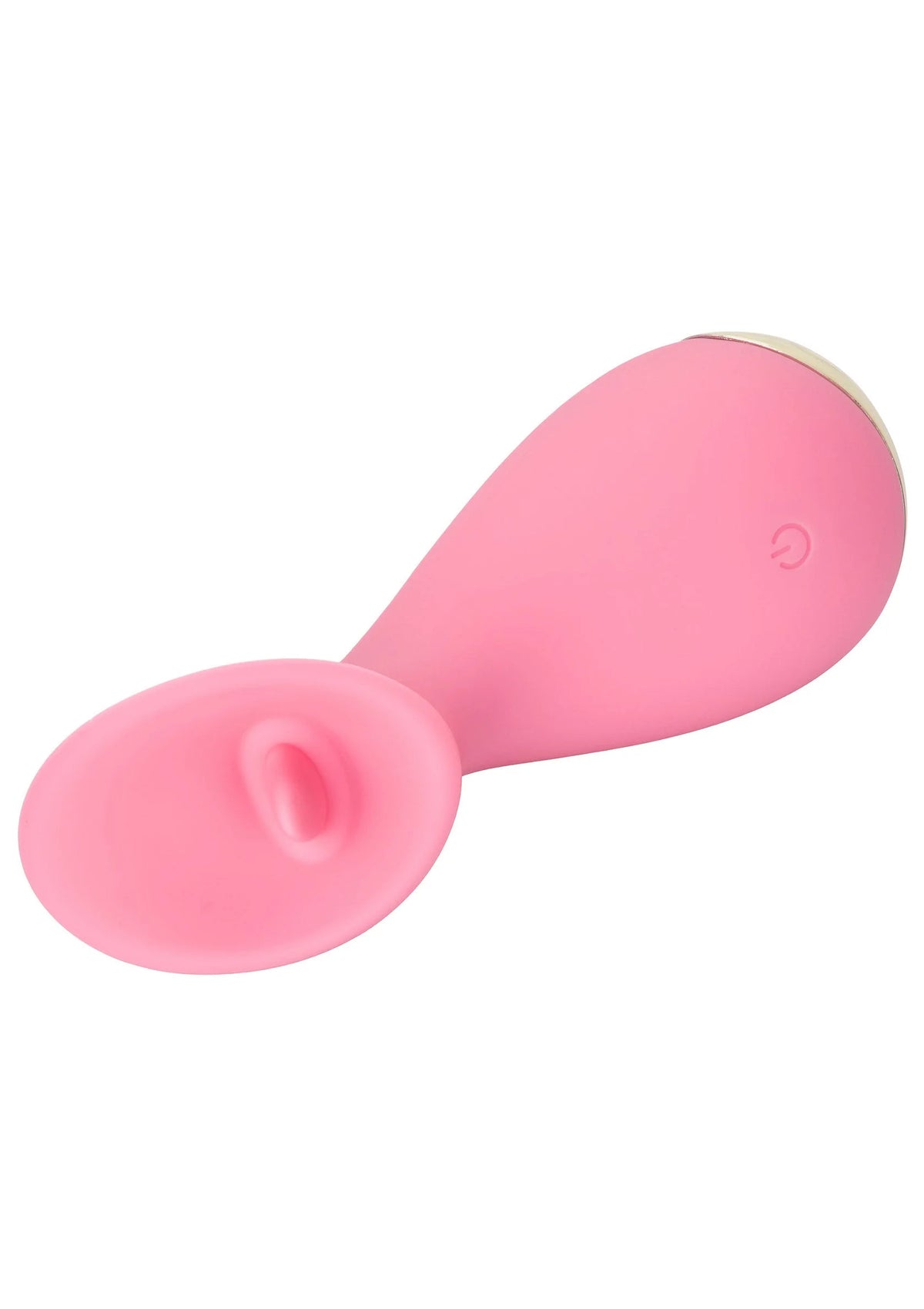 Roze siliconen vibrator met ronde kop en smalle steel; zijaanzicht