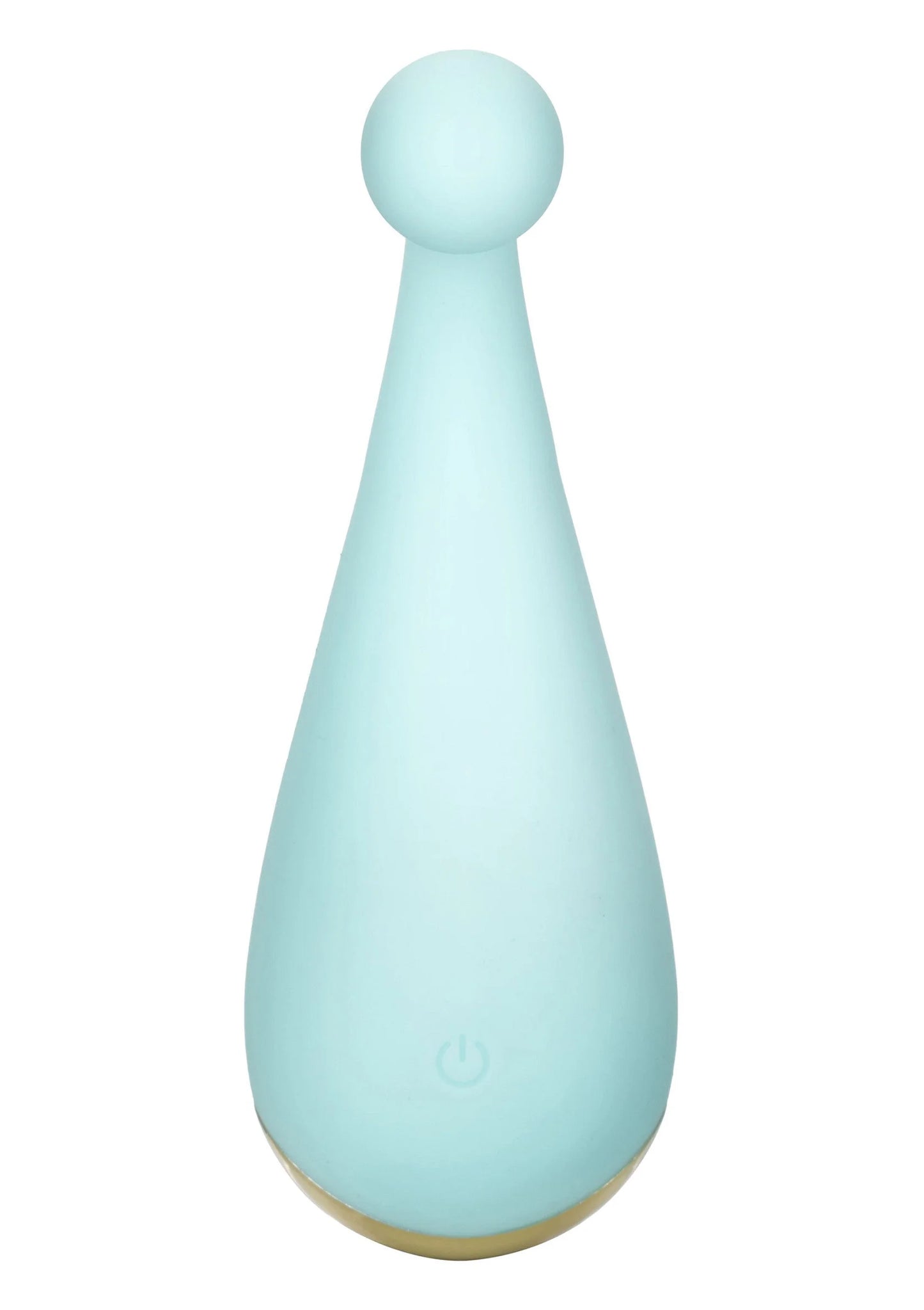 Lichtblauwe siliconen vibrator met ronde kop en druppelvormige body