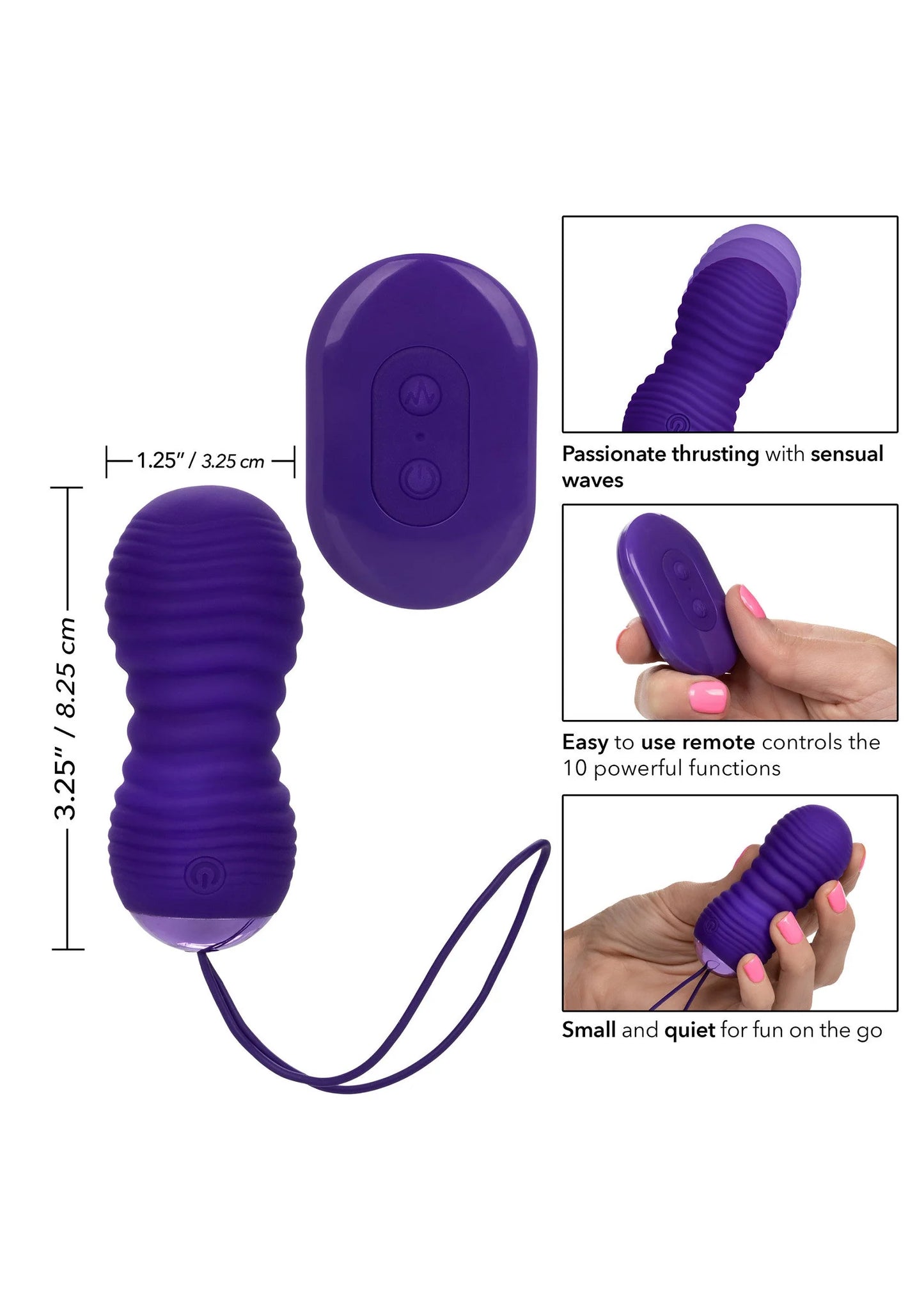 Set paarse thrusting vibrator en ronde afstandsbediening met kabel